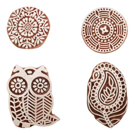 Set of 4 Piece New Mix Wooden Printing Block